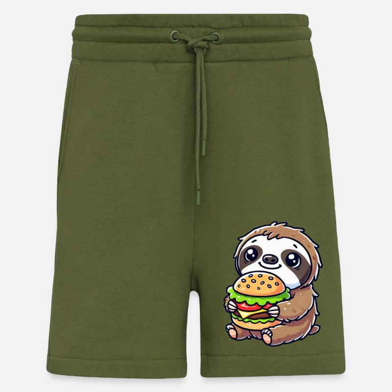 faultier burger - Shorts - made by SPREAD - MOSS GREEN
