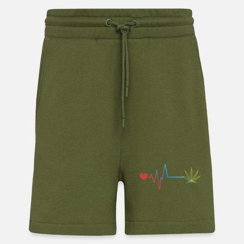 Hemp Leaf Pulse Heartbeat Cannabis - Shorts - made by SPREAD - MOSS GREEN