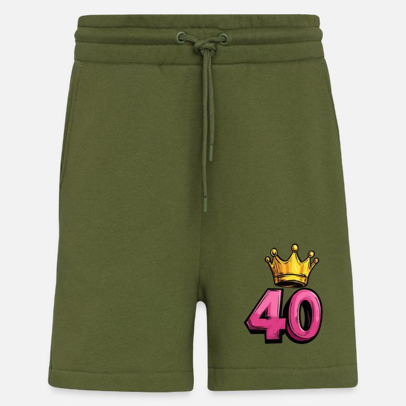 Couronne à 40 chiffres - Short bio décontracté fabriqué en UE - MOSS GREEN
