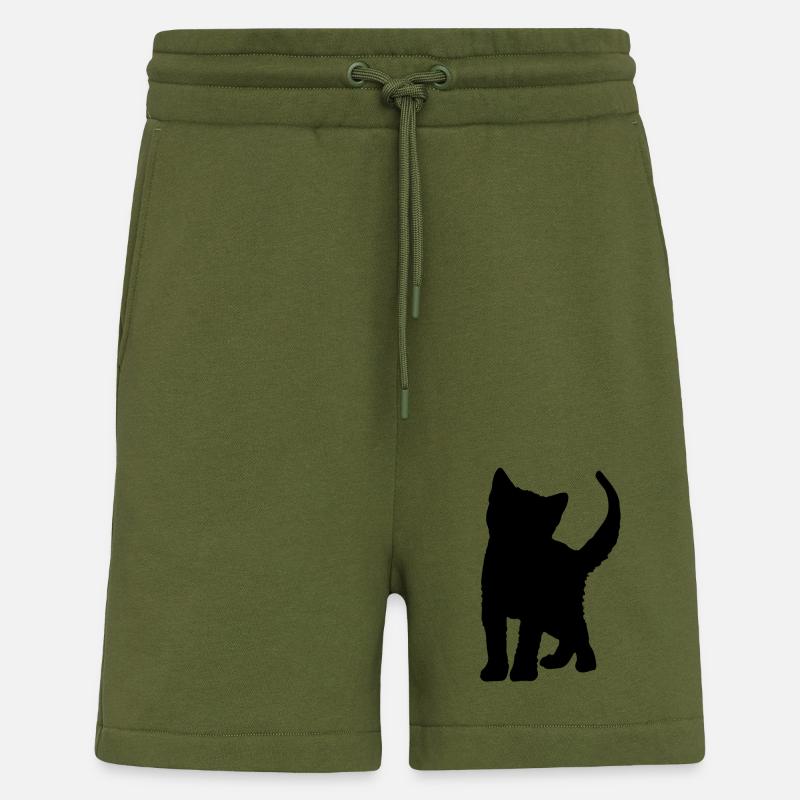 Katze Kätzchen Silhouette schwarz - Shorts - made by SPREAD - MOSS GREEN