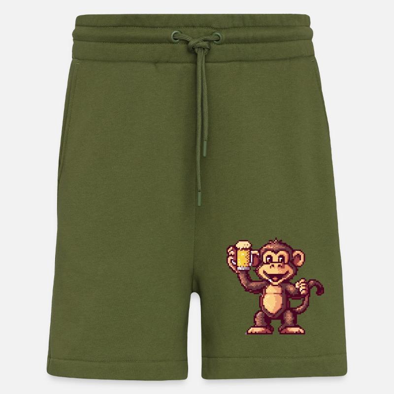 Affe Pixel Bier - Shorts - made by SPREAD - MOSS GREEN