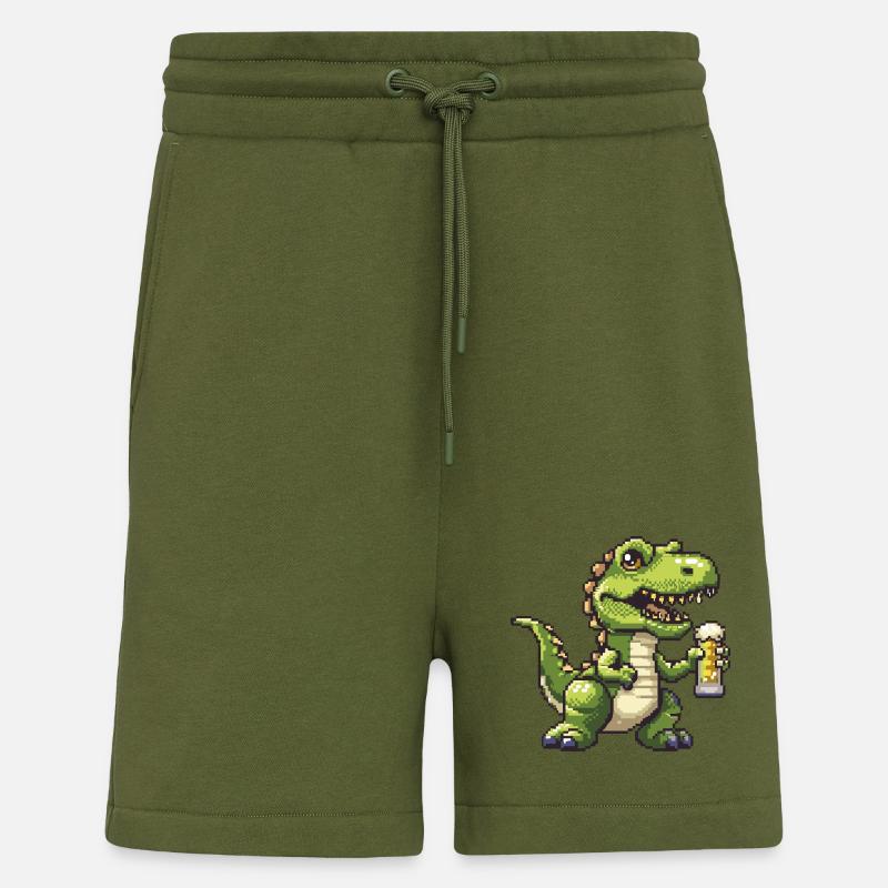 Dinosaur T-Rex Pixel Beer - Shorts - made by SPREAD - MOSS GREEN