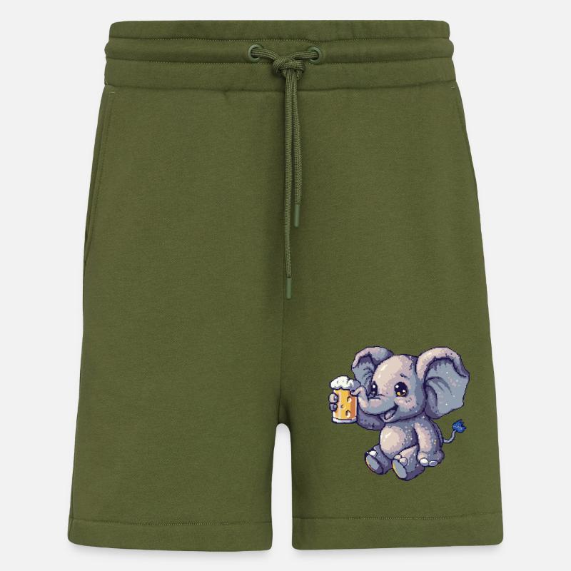 Elephant Pixel Beer - Shorts - made by SPREAD - MOSS GREEN