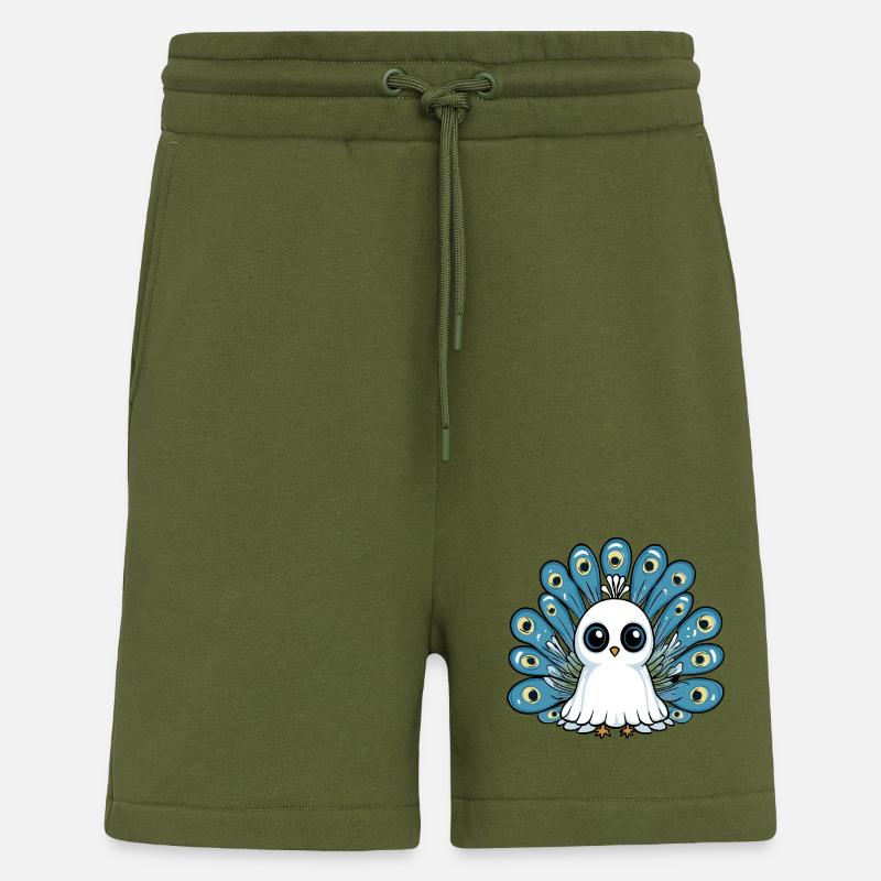 Peacock Bird Halloween Comic Ghost - Shorts - made by SPREAD - MOSS GREEN
