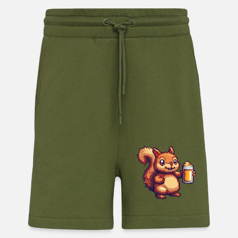Eichhörnchen Pixel Bier - Shorts - made by SPREAD - MOSS GREEN