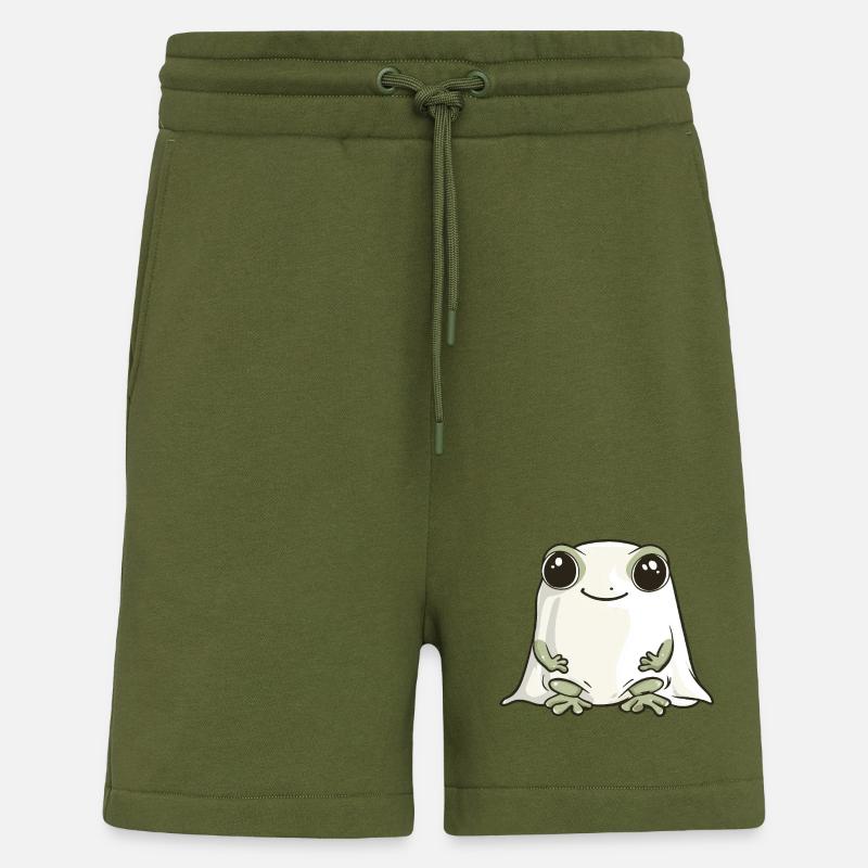 Frog Halloween Comic Ghost - Shorts - made by SPREAD - MOSS GREEN