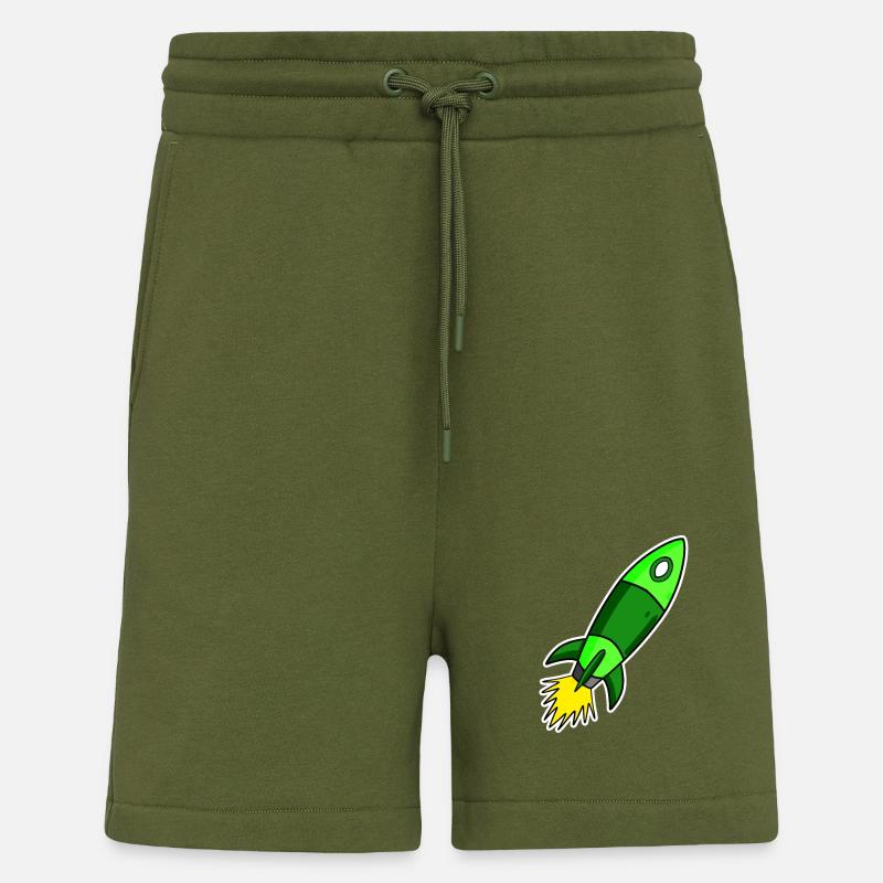 Rocket Motif - Green Rocket - Shorts - made by SPREAD - MOSS GREEN