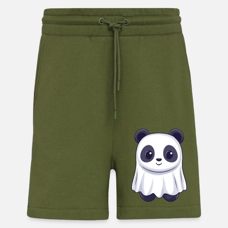 Panda Halloween Comic Ghost - Shorts - made by SPREAD - MOSS GREEN