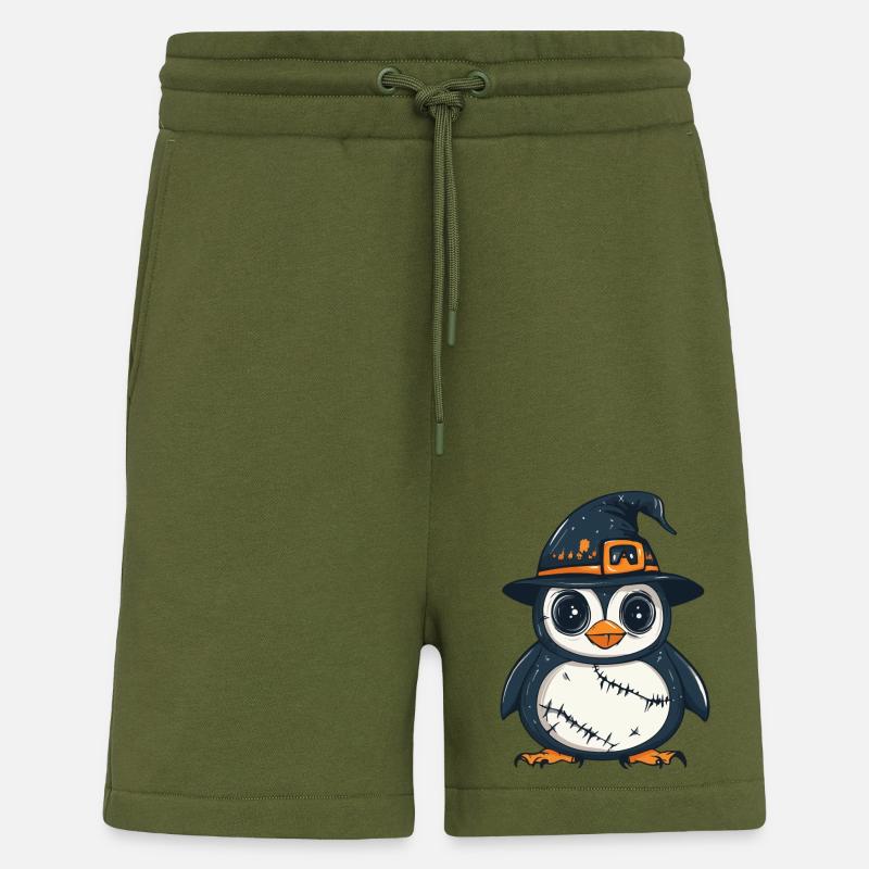 Pingouin Halloween Zombie - Short bio décontracté fabriqué en UE - MOSS GREEN