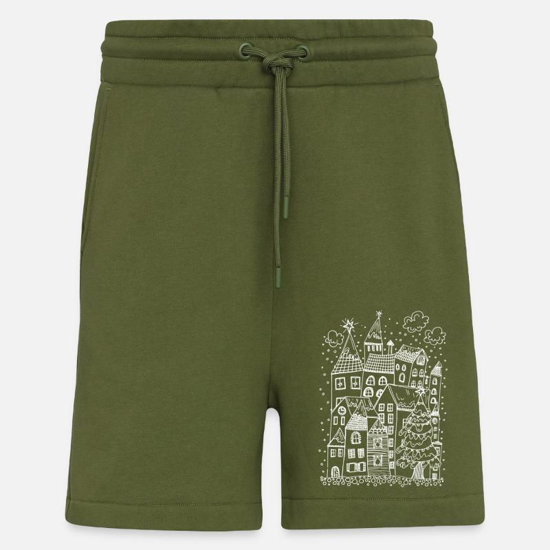 Winterliche Kleinstadt - weiss - Shorts - made by SPREAD - MOSS GREEN