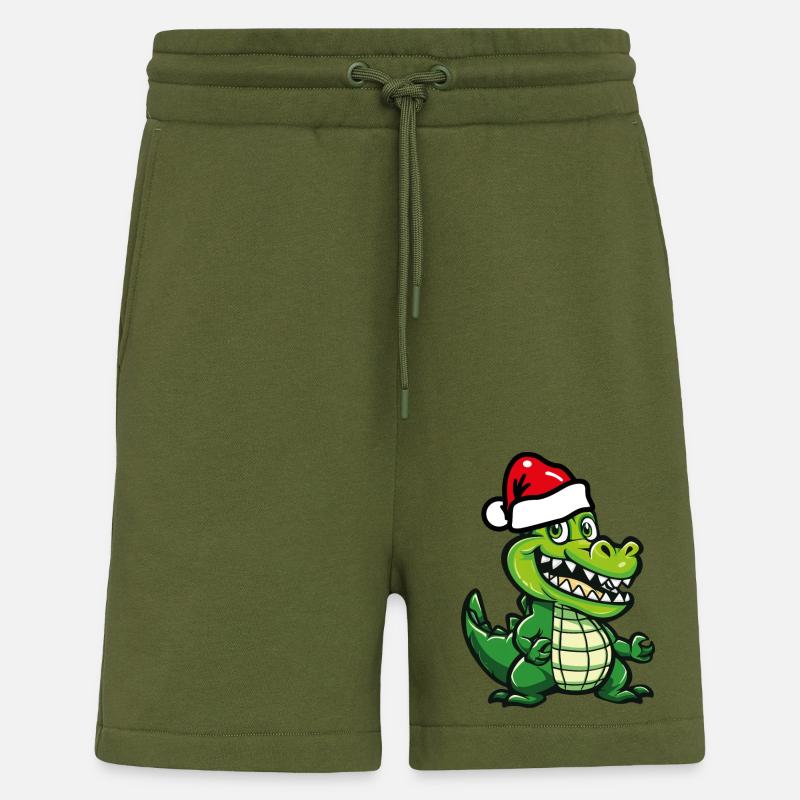 Noël crocodile - Short bio décontracté fabriqué en UE - MOSS GREEN
