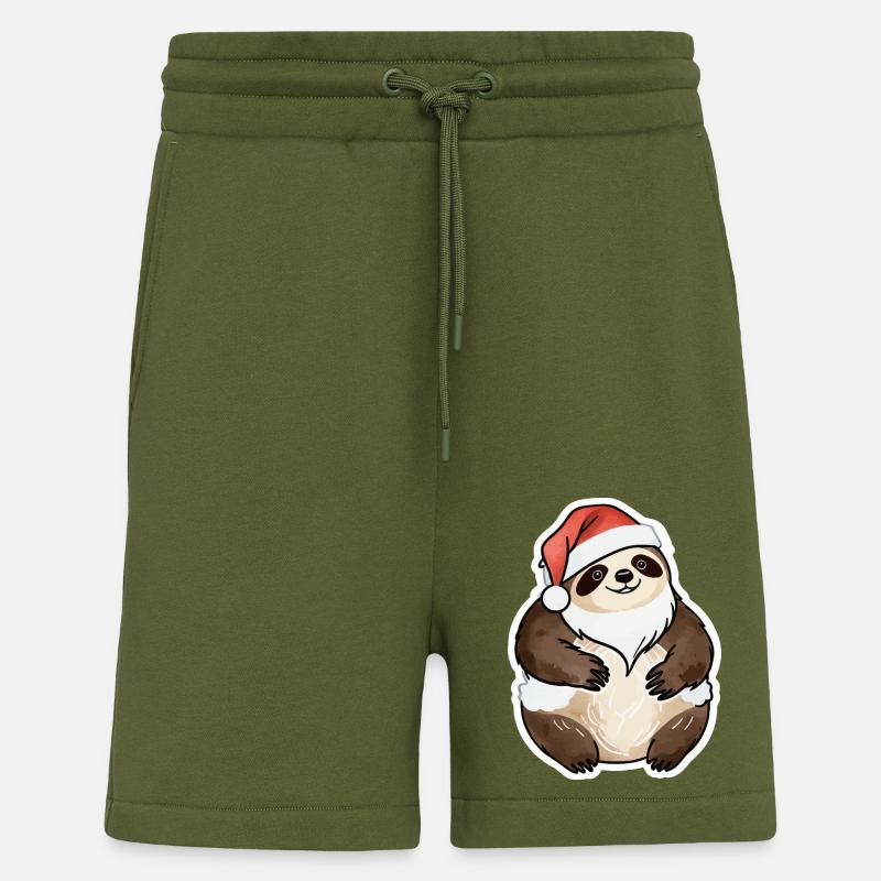 Sloth Christmas Drawing - Shorts - made by SPREAD - MOSS GREEN