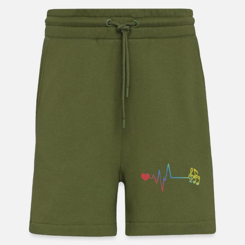 Musical Notes: Pulse, Heartbeat - Shorts - made by SPREAD - MOSS GREEN