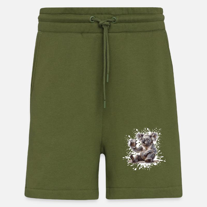 Bière Koala Drôle - Short bio décontracté fabriqué en UE - MOSS GREEN