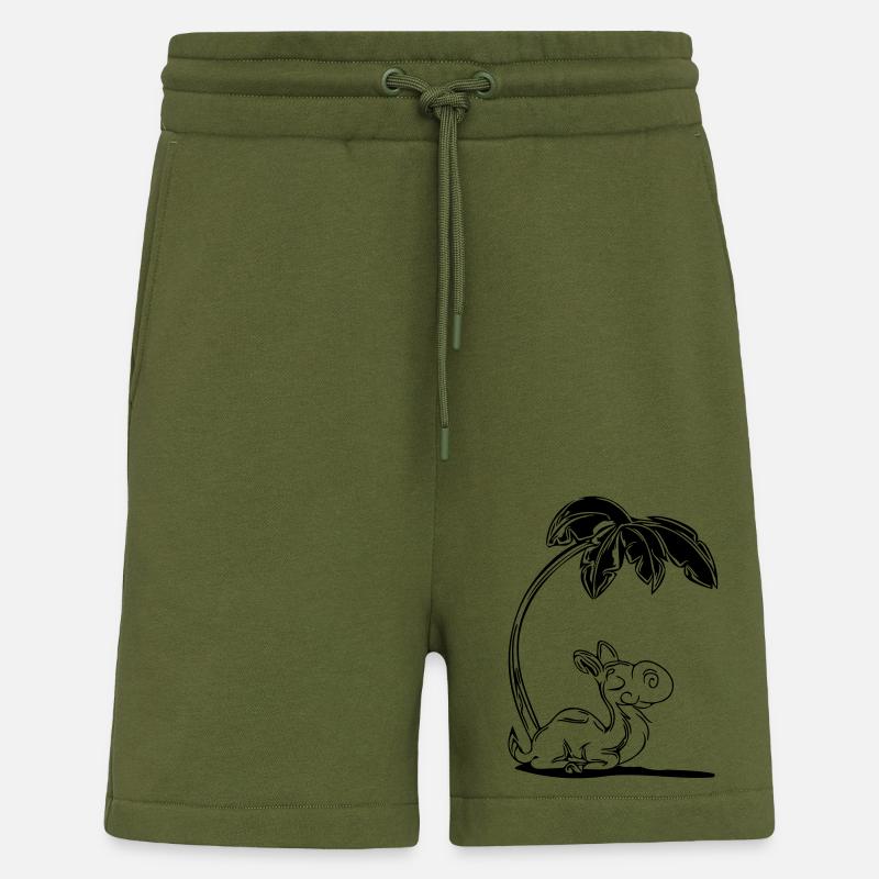 Doux chameau sous un palmier - Short bio décontracté fabriqué en UE - MOSS GREEN