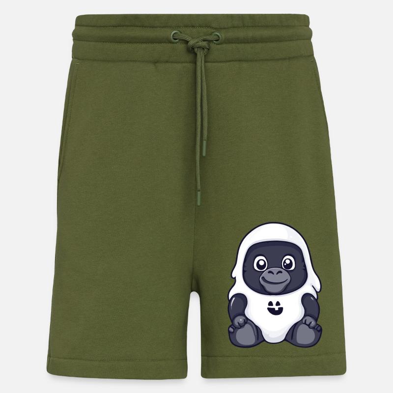 Gorilla Halloween Comic Ghost - Shorts - made by SPREAD - MOSS GREEN