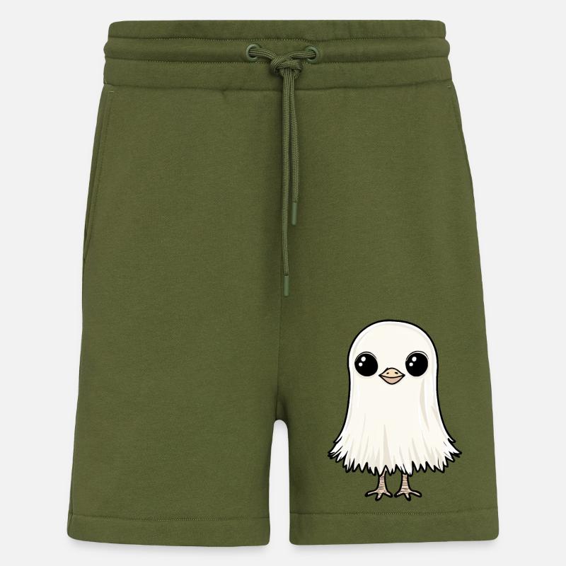 Ostrich Halloween Comic Ghost - Shorts - made by SPREAD - MOSS GREEN