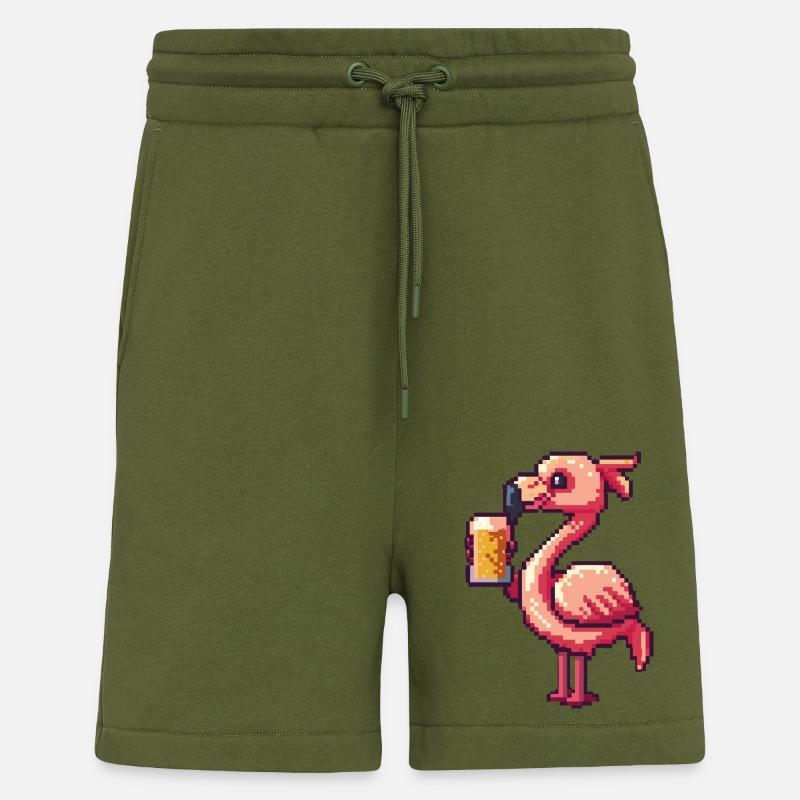 Flamingo Pixel Beer - Shorts - made by SPREAD - MOSS GREEN