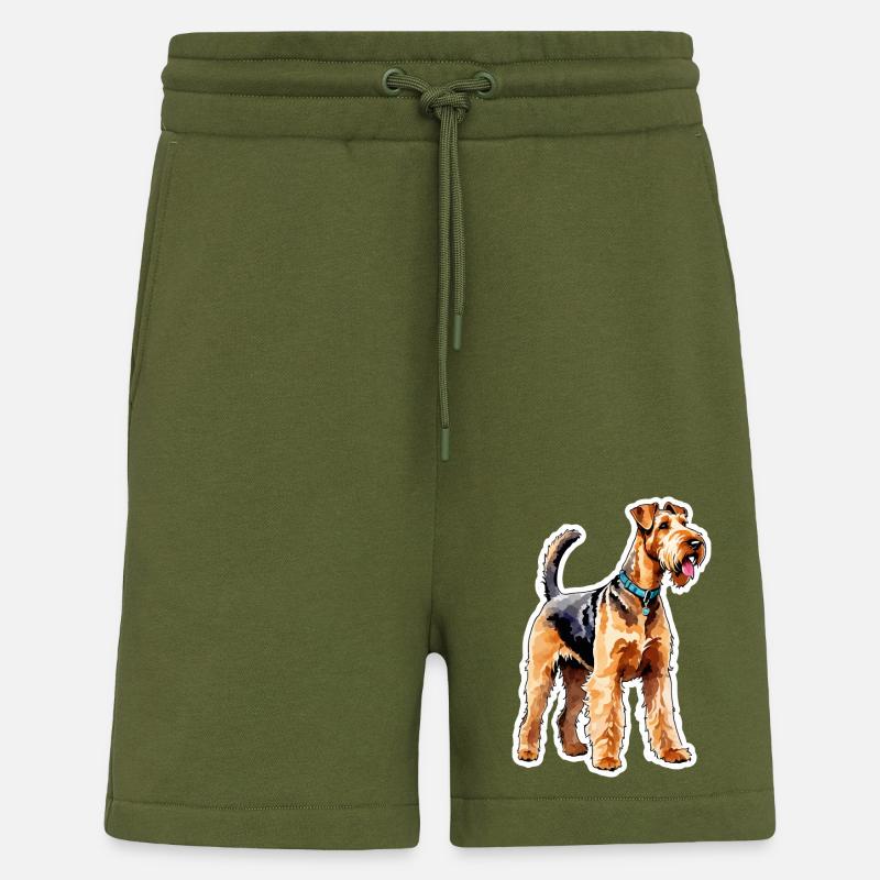 Airedale Terrier Wasserfarben - Shorts - made by SPREAD - MOSS GREEN