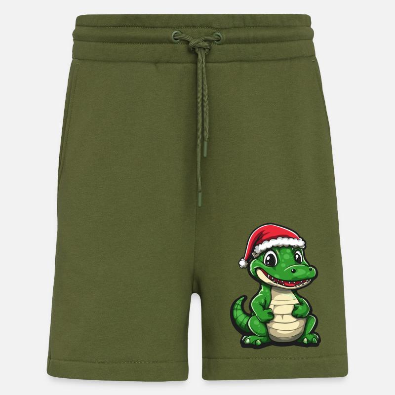 Noël de l’alligator - Short bio décontracté fabriqué en UE - MOSS GREEN