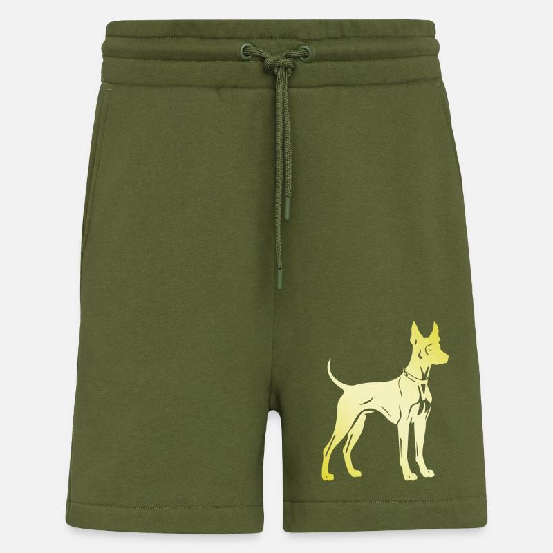 Silhouette de chien doberman - Short bio décontracté fabriqué en UE - MOSS GREEN