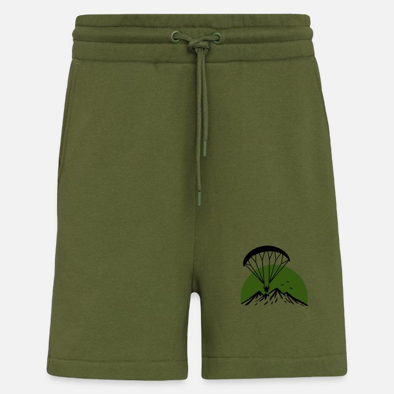 Paramotoring Rétro Design - Short bio décontracté fabriqué en UE - MOSS GREEN
