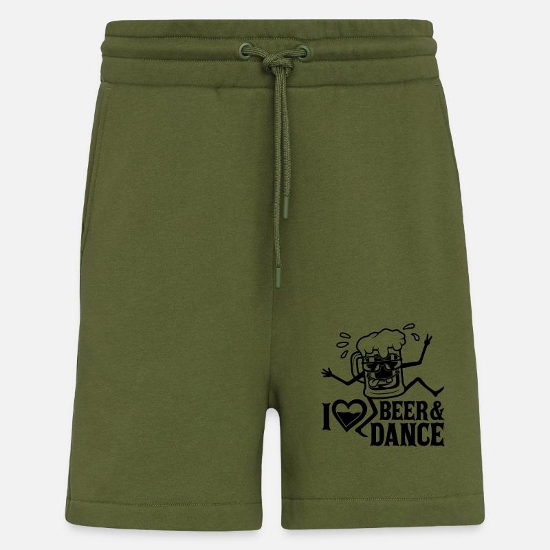 Bière et danse Amour - Short bio décontracté fabriqué en UE - MOSS GREEN