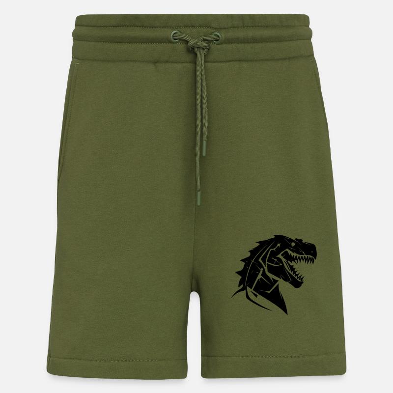 Grim T-Rex Dinosaur Tattoo Design - Shorts - made by SPREAD - MOSS GREEN