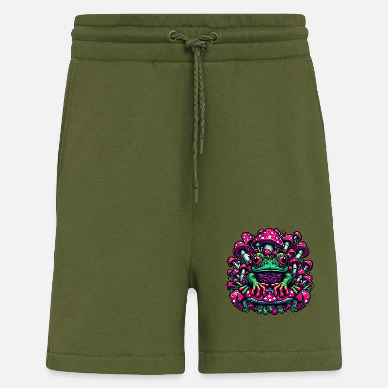 Psychedelischer Frosch mit Pilzen - Shorts - made by SPREAD - MOSS GREEN