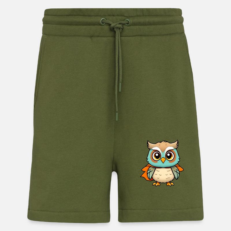 Entzückender blauer Eulen-Superheld - Shorts - made by SPREAD - MOSS GREEN