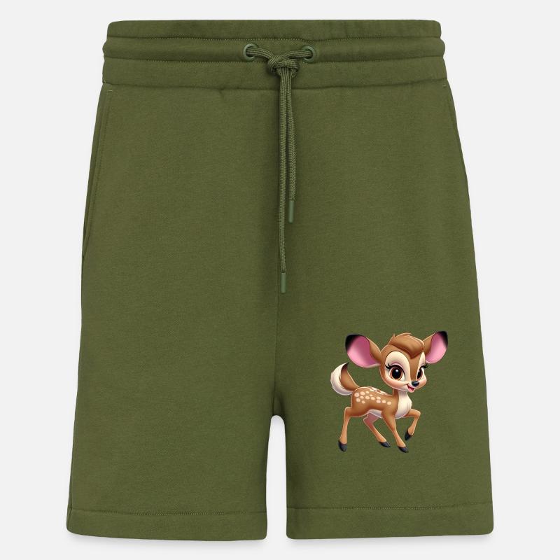 Petit Faon mignon 2 - Short bio décontracté fabriqué en UE - MOSS GREEN
