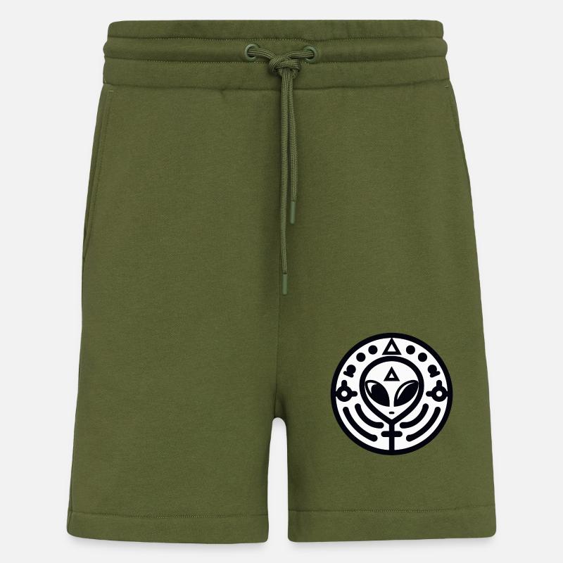 Logo Alien géométrique - Short bio décontracté fabriqué en UE - MOSS GREEN