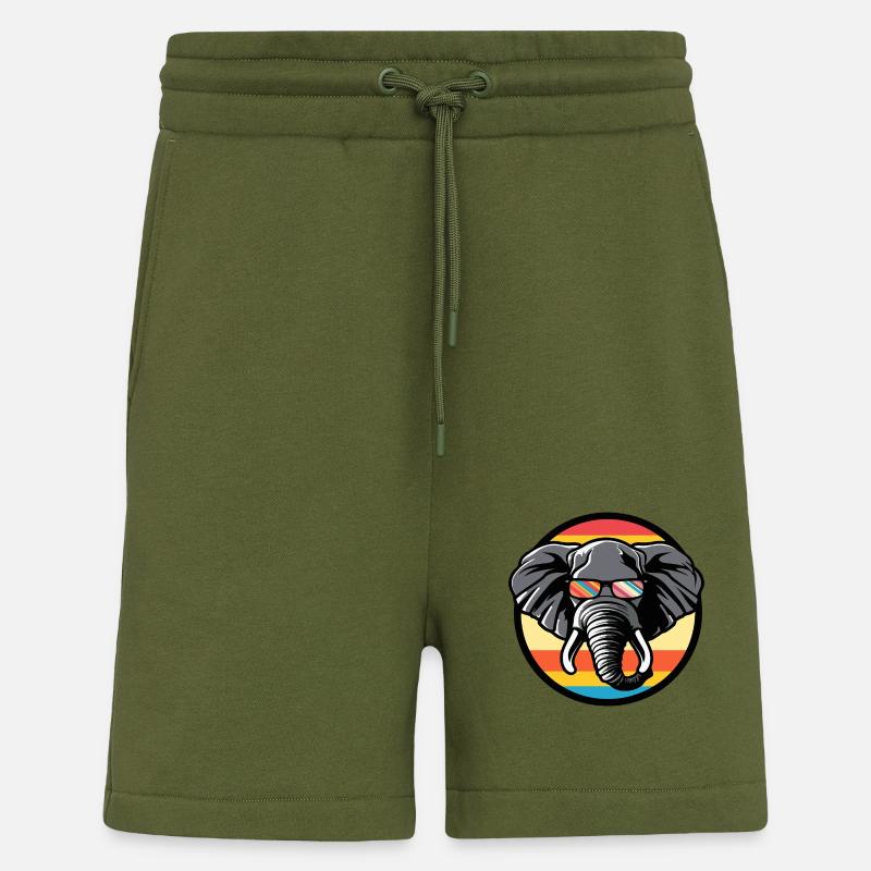 Éléphant Bande Dessinée Cool - Short bio décontracté fabriqué en UE - MOSS GREEN