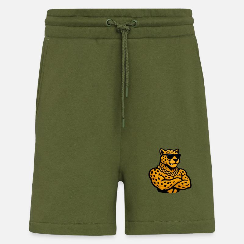 leopard gepard comic - Shorts - made by SPREAD - MOSS GREEN