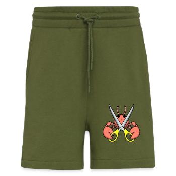 Comic Lobster Krebs Hummer Languste gelbe Schere - Shorts - made by SPREAD - MOSS GREEN - Vorne