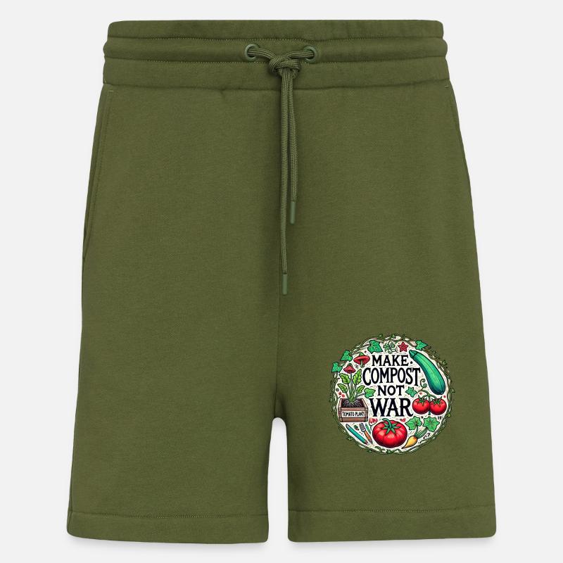 Make compost not war - Shorts - made by SPREAD - MOSS GREEN