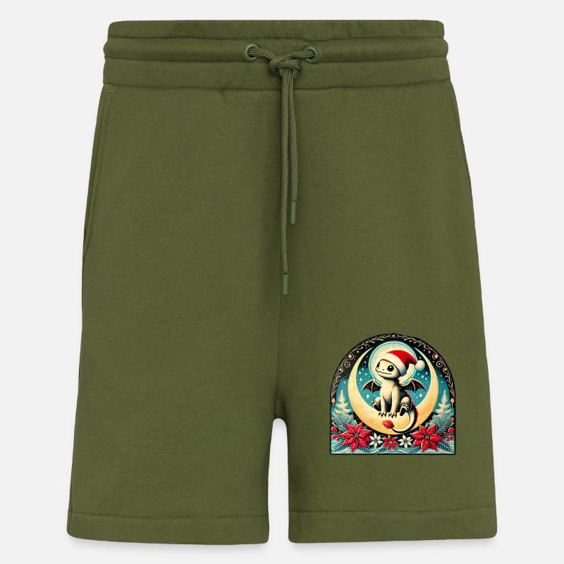 Noël du bébé dragon - Short bio décontracté fabriqué en UE - MOSS GREEN
