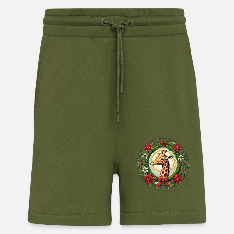 Christmas Giraffe - Shorts - made by SPREAD - MOSS GREEN
