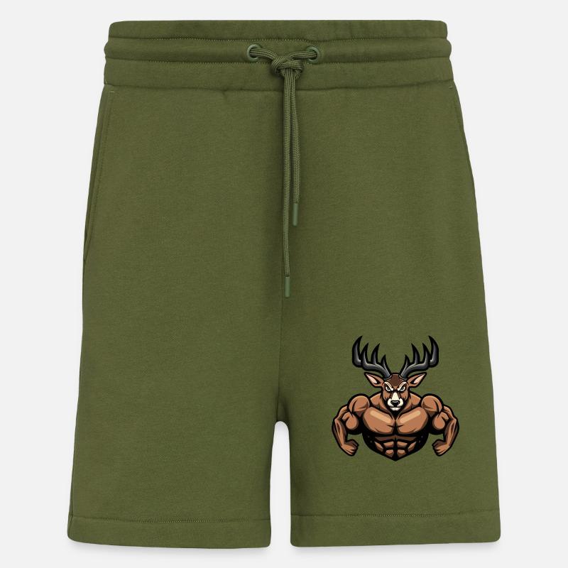 Bande dessinée Muscles de cerf - Short bio décontracté fabriqué en UE - MOSS GREEN