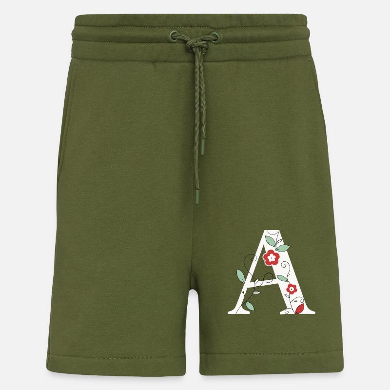 Lettre A Monogramme Rétro - Short bio décontracté fabriqué en UE - MOSS GREEN