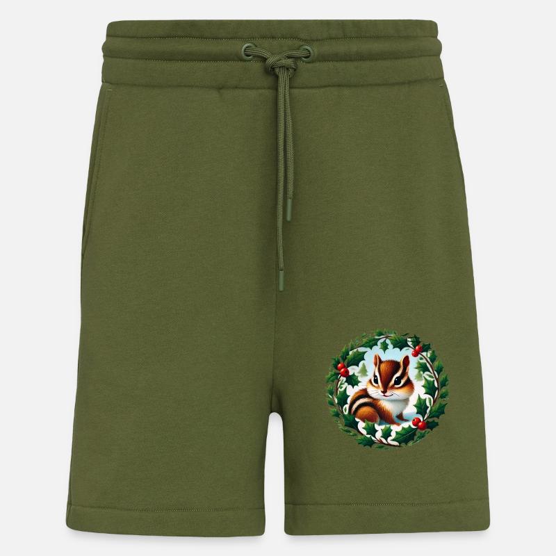 Süßes Weihnachts-Streifenhörnchen - Shorts - made by SPREAD - MOSS GREEN