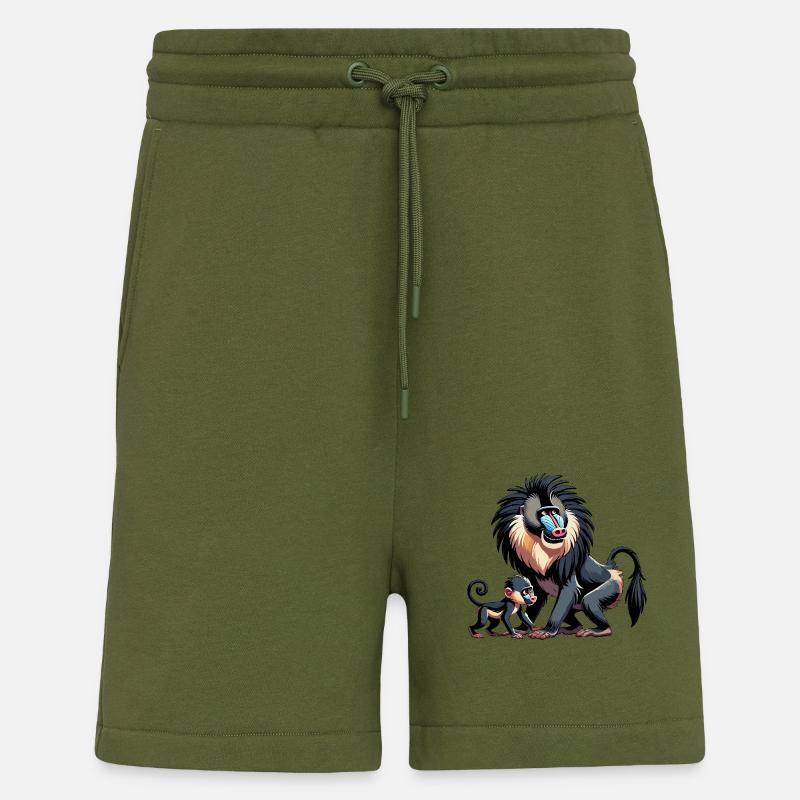 Mandrill mère et enfant - Short bio décontracté fabriqué en UE - MOSS GREEN