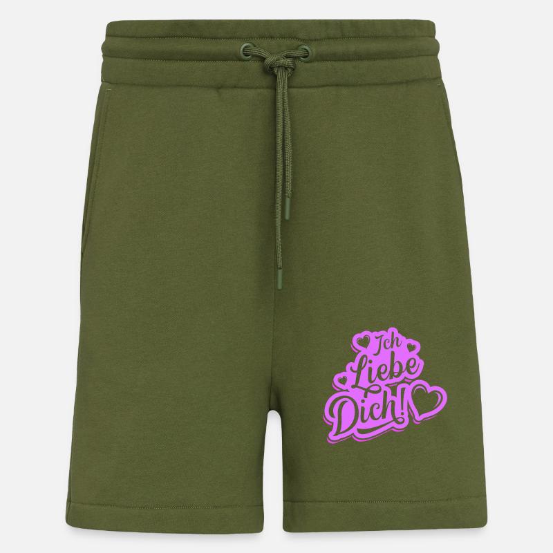 Je t’aime la Saint-Valentin - Short bio décontracté fabriqué en UE - MOSS GREEN