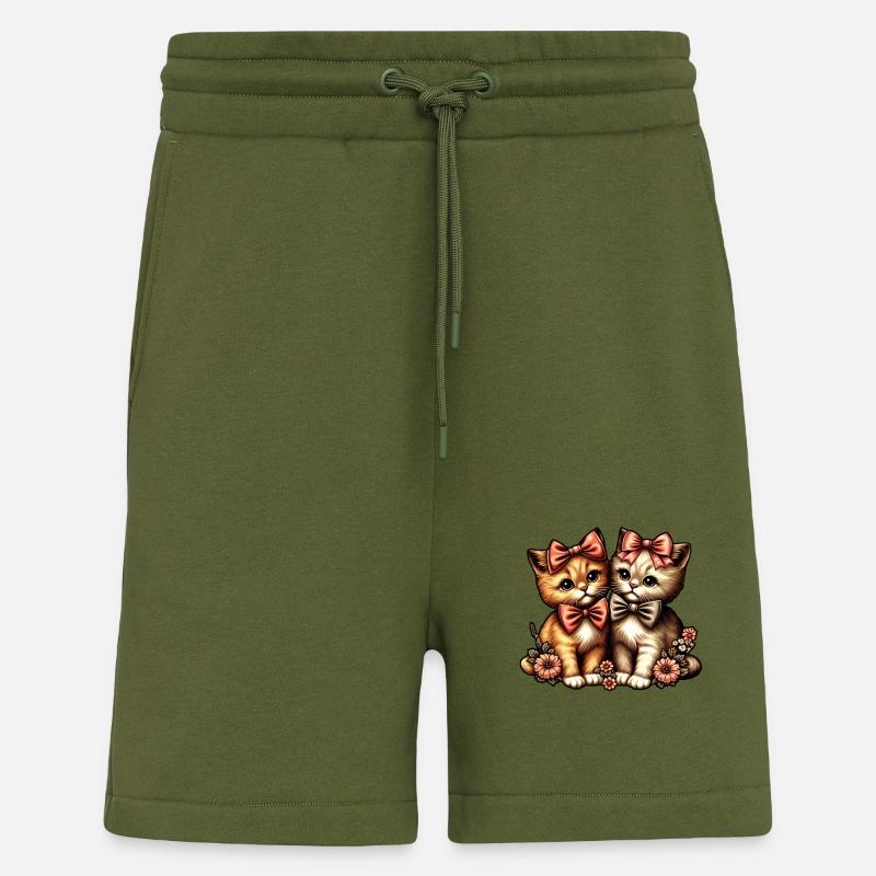 Entzückende Kätzchen mit Schleife - Shorts - made by SPREAD - MOSS GREEN