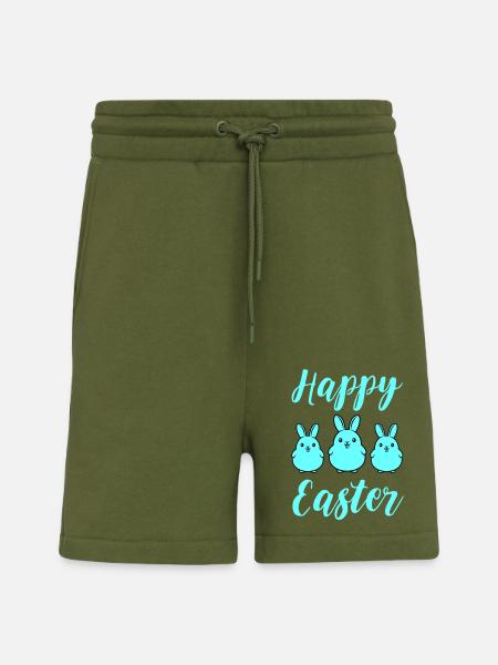 Joyeux lapins de Pâques - Short bio décontracté fabriqué en UE - MOSS GREEN