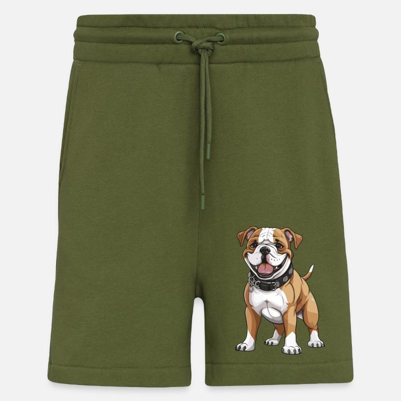 Bouledogue Chien Animal - Short bio décontracté fabriqué en UE - MOSS GREEN