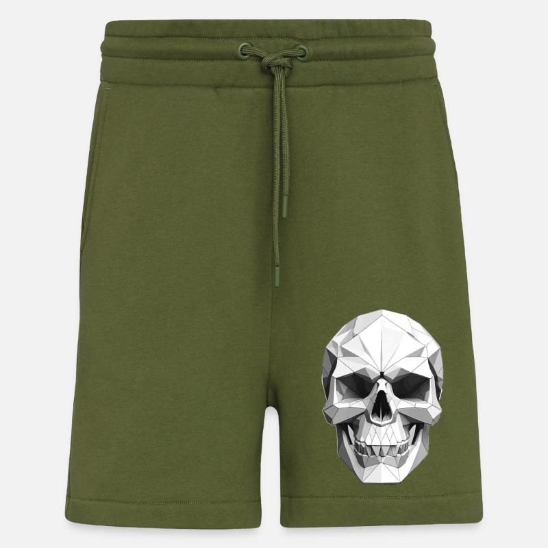 Crâne - Design Low Poly - Short bio décontracté fabriqué en UE - MOSS GREEN