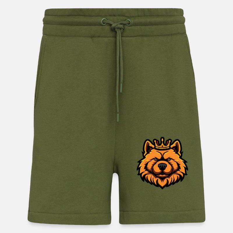 Couronne de chien Chow Chow - Short bio décontracté fabriqué en UE - MOSS GREEN