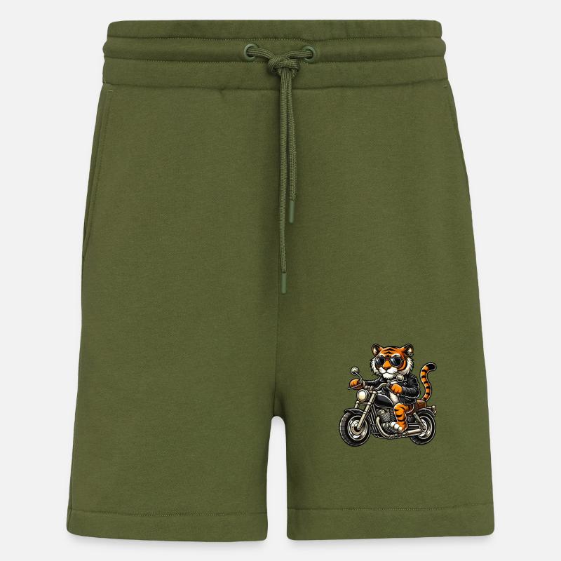 motorrad tiger comic - Shorts - made by SPREAD - MOSS GREEN