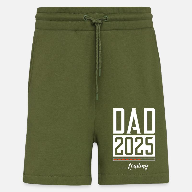 Dad 2025 Papa Loading Saying - Shorts - made by SPREAD - MOSS GREEN